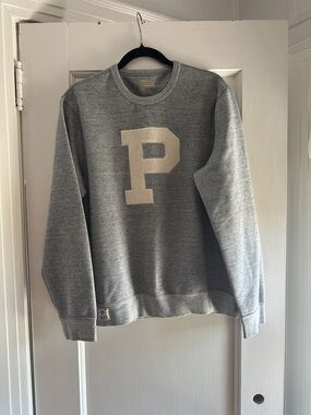 Polo by Ralph Lauren Gray Crewneck Sweater with Cream 'P' Applique